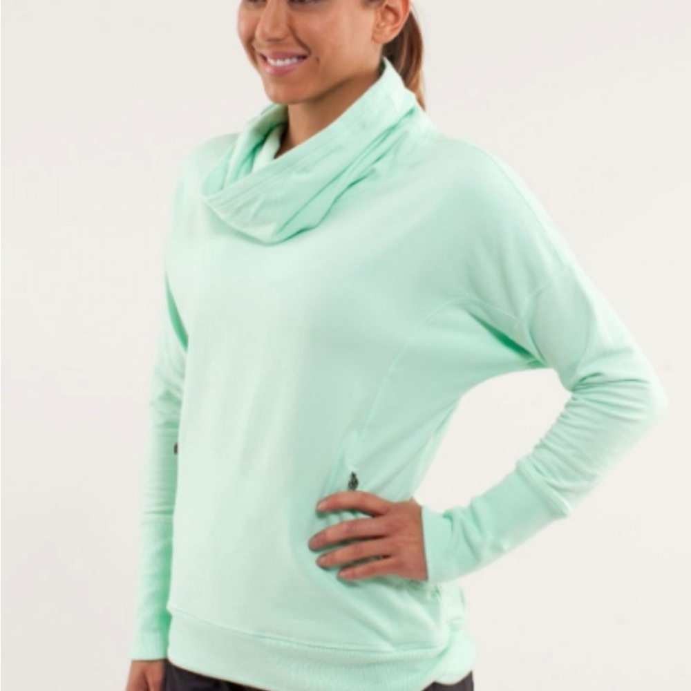 Lululemon Rest Day cowl neck pullover sweater Fresh Teal mint color